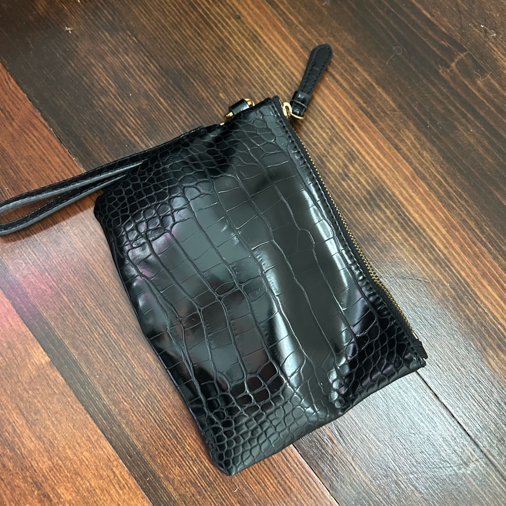 Banana Republic Black Croc-Embossed Clutch